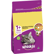 3 PACK OF Whiskas Chicken & Turkey Adult Dry Cat Food 1.8kg