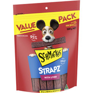 3 PACK OF Schmackos Strapz With Liver Dog Treats 500g