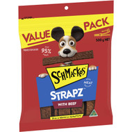 3 PACK OF Schmackos Strapz With Beef Dog Treats 500g