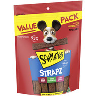 3 PACK OF Schmackos Strapz Variety Pack Chicken Liver & Beef Dog Treats 500g