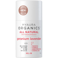 3 PACK OF Myaura Antiperspirant Roll On Deodorant Geranium Lavender 75ml