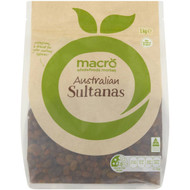3 PACK OF Macro Australian Sultanas 1kg