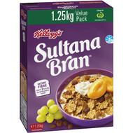3 PACK OF Kellogg's Sultana Bran High Fibre Breakfast Cereal Value Pack 1.25kg