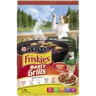 3 PACK OF Friskies Dry Adult Cat Food Meaty Grills 2.5kg