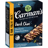 3 PACK OF Carman's Dark Choc Blueberry Superfood Bars 35g x12 pack