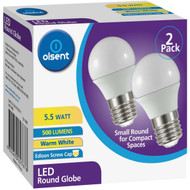 3 PACK OF Olsent Led Round Es 5.5w 500lm Ww Round Globe 5.5 Watt 2 pack