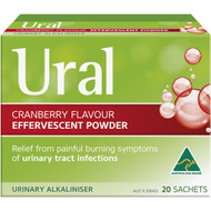 3 PACK OF Ural Effervescentpowder Sachets Cranberry 20 pack