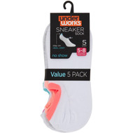 3 PACK OF Underworks Ladies Sneaker Sock White Size 5 - 8 5 pack