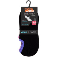 3 PACK OF Underworks Ladies Sneaker Sock Black Size 5 - 8 5 pack