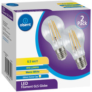 3 PACK OF Olsent Led Filament Gls Es 6.5w 810lm 2 pack