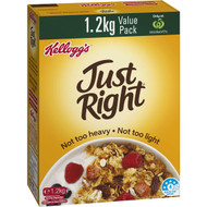 3 PACK OF Kellogg's Just Right Apricot & Sultana Cereal Value Pack 1.2kg