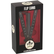 3 PACK OF Jack The Barber Steel Flip Comb Stainless Steel