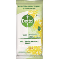 3 PACK OF Dettol Biodegradable Multipurpose Cleaning Wipes Lemon 90 pack