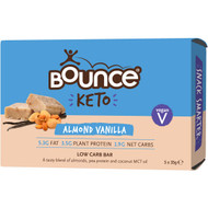 3 PACK OF Bounce Keto Almond Vanilla Low Carb Bar 5 pack