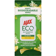 3 PACK OF Ajax Eco Antibacterial Disinfectant Cleaning Wipes Lemon 110 pack