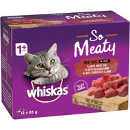 3 PACK OF Whiskas So Meaty Meat Cuts Adult Wet Cat Food 12 pack