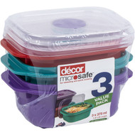 3 PACK OF Decor Microsafe Oblong 375ml 3 pack