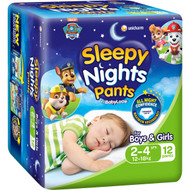 3 PACK OF Babylove Sleepy Nights 2-4 Years Overnight Pants 12 pack