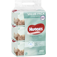 3 PACK OF Huggies Baby Wipes Fragrance Free 3x80 pack