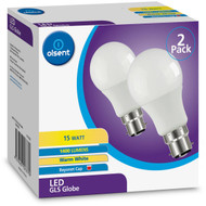 3 PACK OF Olsent Led Gls Bc 15w 1400lm Ww 2 pack