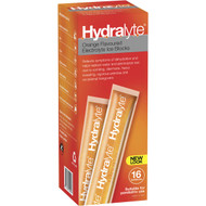 3 PACK OF Hydralyte Electrolyte Ice Block Orange 16 sachets