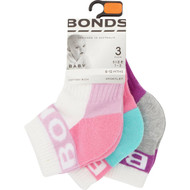 3 PACK OF Bonds Baby Sportlet Socks Size 6-12m & 1-2y 3 pack