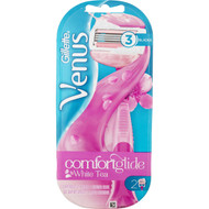 3 PACK OF Gillette Venus Comfortglide White Tea Women's Razor + 2 Blades