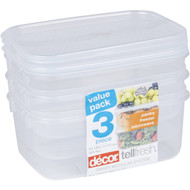 3 PACK OF Decor Tellfresh Oblong 1l 3 pack