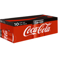 3 PACK OF Coca-cola No Sugar Soft Drink Multipack Cans 375ml x10 pack