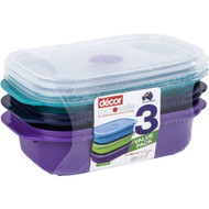 3 PACK OF Decor Microsafe Jewel Oblong 3x900ml