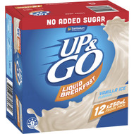 3 PACK OF Sanitarium Up&go No Added Sugar Liquid Breakfast Vanilla Ice 12 pack