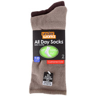 3 PACK OF Underworks All Day Mens Cushioned Foot Socks Taupe Size 7-10 2 pack
