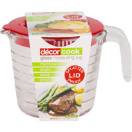 3 PACK OF Decor Glass Measuring Jug With Lid 650ml
