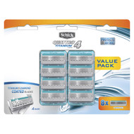 3 PACK OF Schick Mens Razor Blades Quattro Titanium Refill 8ea