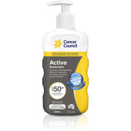 3 PACK OF Cancer Council Active Sunscreen Pump Bottle Spf 50 Plus 200ml