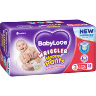 3 PACK OF Babylove Nappy Pants Wriggler 38 pack