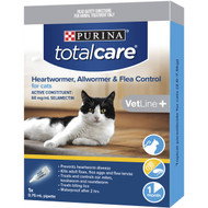 3 PACK OF Total Care Heartwormer Allwormer & Flea Control For Cats