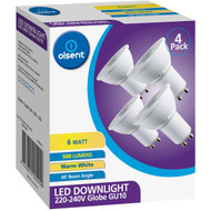3 PACK OF Olsent Led Gu10 6w 500lm Ww 60' 3000k 60' 4 pack