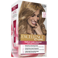 3 PACK OF L'oreal Excellence Creme Hair Colour 7.3 Dark Golden Blonde