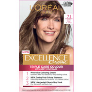 3 PACK OF L'oreal Excellence Creme Hair Colour 7.1 Dark Ash Blonde