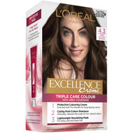 3 PACK OF L'oreal Excellence Creme Hair Colour 4.3 Dark Golden Brown