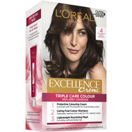 3 PACK OF L'oreal Excellence Creme Hair Colour 4 Dark Brown