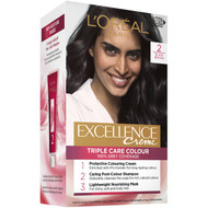 3 PACK OF L'oreal Excellence Creme Hair Colour 2 Black Brown