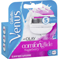 3 PACK OF Gillette Venus Comfortglide With Olay Sugarberry Blades 3 pack