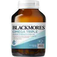 3 PACK OF Blackmores Odourless Omega Triple Concentration Fish Oil Caps 60pk