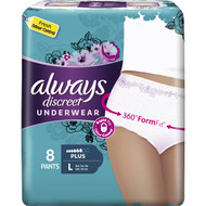 3 PACK OF Always Discreet Underwear Large Pants For Bladder Leaks 8 pack