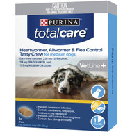 3 PACK OF Total Care Allwormer & Flea Control Chew Medium Dogs
