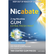 Nicabate Quit Smoking Extra Fresh Mint Gum 2 Mg 100 pack