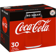 Coca-cola No Sugar Soft Drink Multipack Cans 375ml x30 pack