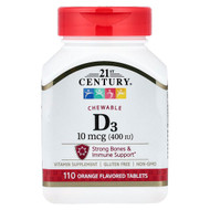 <img alt="21st Century, Chewable Vitamin D3, Orange, 10 mcg (400 IU), 110 Tablets" title="21st Century, Chewable Vitamin D3, Orange, 10 mcg (400 IU), 110 Tablets,740985273807"